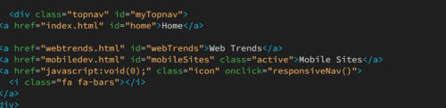 Example of navigation code