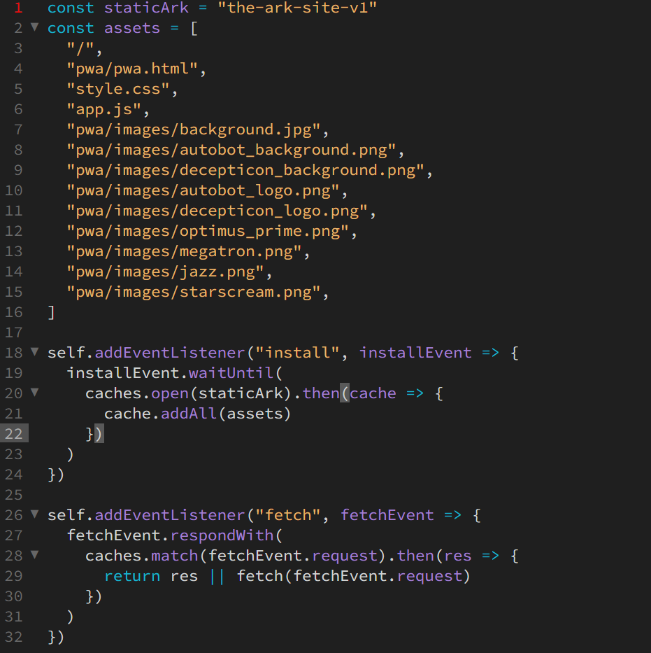 Manifest JSON file for use with PWAs.