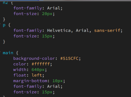 Example of typography code.